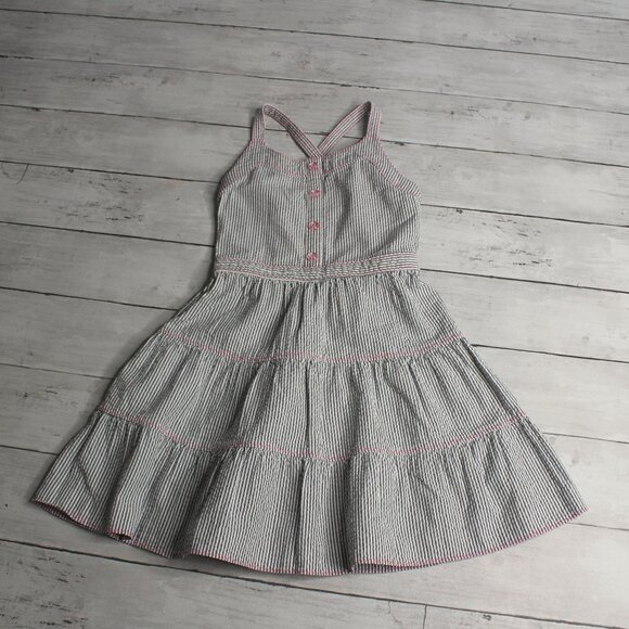 Cherokee Girl's Sundress Size XS Smocked Seersucker Tiered - Picture 1 of 7